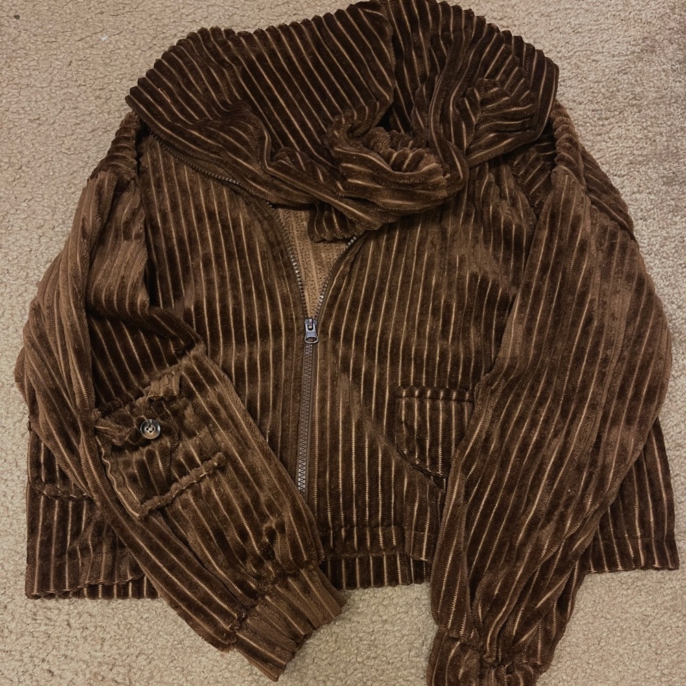 brown velour hoodie